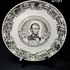 Abraham Lincoln Sesquicentennial First Issue Collectors Plate 1959 Black & White
